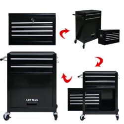 High Capacity Rolling Tool Chest With Wheels And Drawers, 6 Drawer Tool Storage Cabinet - Black