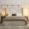 Carmen - King Upholstered Wingback Bed Frame With High Headboard - Ivory - Image 2