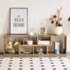 Minimalist 2 Pieces Cube TV Stand With Open Storage Shelves - Natural Wood - Image 9
