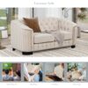 Upholstered Loveseat Sofa With Thick Removable Seat Cushion - Beige - Image 9