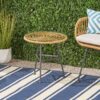 Petrichor - Outdoor Side Table With Tempered Glass And Steel Frame - Light Brown - Image 2