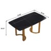 63" Modern Artificial Stone Curved Golden Metal Leg Dining Table, 6 People - Black / Gold - Image 3