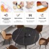 Modern Man-Made Stone Round Metal Dining Table-Position For 6 People - Black - Image 7