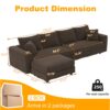 4 Seat Sofa, Deep Seat Couches With Soft Pillows And Movable Ottoman, Convertible Sofa Lounge Chair, For Living Room - Camel - Image 3