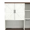 Farmhouse Kitchen Pantry Sideboard With Cabinet And Drawer, Multi Functional Kitchen Buffet With Hutch And Glass Holder, Microwave Stand With Charging Station - Brown / Antique White - Image 21