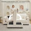 2 Seater L Shaped Chaise Sofa With Reversible Cushion Corduroy Fabric, USB - C Charging Port, Storage Pocket, Convertible Left / Right Design For Living Room - Beige - Image 6