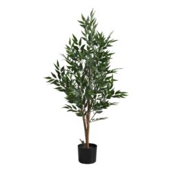 47" Tall, Artificial Plant, Acacia Tree, Indoor, Faux, Fake, Floor, Greenery, Potted, Silk, Decorative - Green / Black