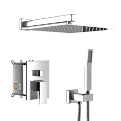 Dual Shower Head System With 12" Square Rainfall Shower And Rough In Valve - Chrome