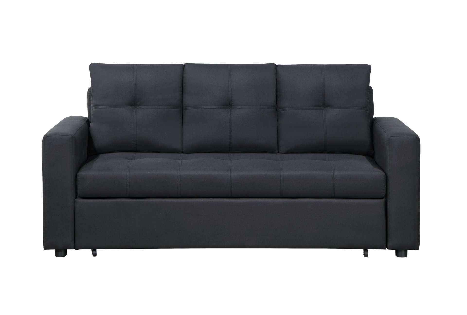 Aiden - Linen Fabric Sleeper Sofa With Tufting - Black - Image 4
