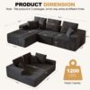 Modular Sectional Sofa With Chaise, L Shaped Cloud Couch With Deep Seat, Sectional Couches For Living Room - Black - Image 3