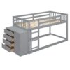 Twin Over Twin Classic Bunk Bed With 4 Drawers And 3 Shelves - Gray - Image 2