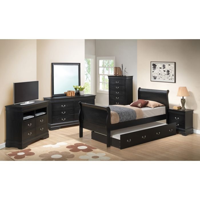 Full Trundle Bed With Storage Classic - Black - Image 2