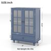 Vintage Buffet Cabinet With Double Glass Doors And Drawer, Storage Sideboard - Blue - Image 3