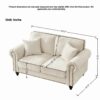 3 And 2 Seater Sofa With Rolled Arms And Nailhead Trim Upholstered Couch With Legs - Beige - Image 4