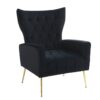 Modern Accent Chair With Ottoman, Comfy Armchair For Living Room, Bedroom, Apartment, Office - Black - Image 12