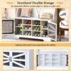Entryway Bench With Coat Rack, 3 In 1 Design And Adjustable Shelves, Hall Tree With 7 Hooks For Entrance, Living Room - White - Image 7