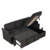 Convertible L Shaped Sofa Couch With Storage, Cup Holders, USB Ports - Black - Image 19