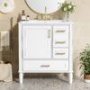 Bathroom Vanity With Sink, Soft Close Door, Built In Shelf Multiple Drawers - White - Image 3
