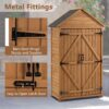 Outdoor Storage Cabinet, Garden Wood Tool Shed, Outside Wooden Shed Closet With Shelves And Latch For Yard - Light Brown - Image 7