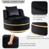 360 Degree Swivel Accent Chair With Soft Cushion For Living Room, Bedroom, Office - Black - Image 8