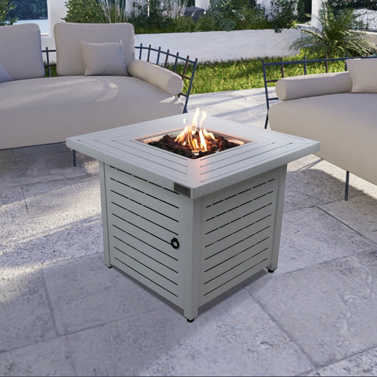 Propane Fire Pit Table - Antique Gray White - Image 5