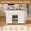 Modern Kitchen Island With Extendable Dining Table & Power Outlet - White - Image 24