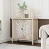 2 Door Carved Storage Cabinet With Adjustable Shelf, Accent Furniture For Living Room, Hallway, Kitchen - Natural - Image 2