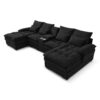 Upholstered U Shaped Sofa With Console, Cupholders, Sleeper Couch Set - Black - Image 5