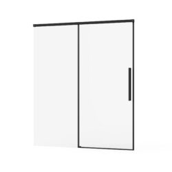 Sliding Shower Door With Easy Clean Coating, Semi Frameless 60" X 72", 6mm Tempered Glass - Matte Black