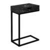 Accent Table, C - Shaped Marble Look Contemporary & Modern - Black - Image 7