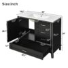 36" Bathroom Vanity With Solid Pine Frame, Soft Close Door And Drawers, Storage Cabinet - Black - Image 3