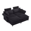Modern Corduroy, Deep Seat Sectional Sofa With Ottomans, Comfortable Cloud Sofa - Black - Image 15
