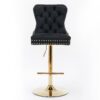 Thick Golden Swivel Velvet Barstools Adjusatble Seat Height From 27-35", Modern Upholstered Bar Stools With Backs Comfortable Tufted For Home Pub And Kitchen Island (Set of 2) - Black - Image 5