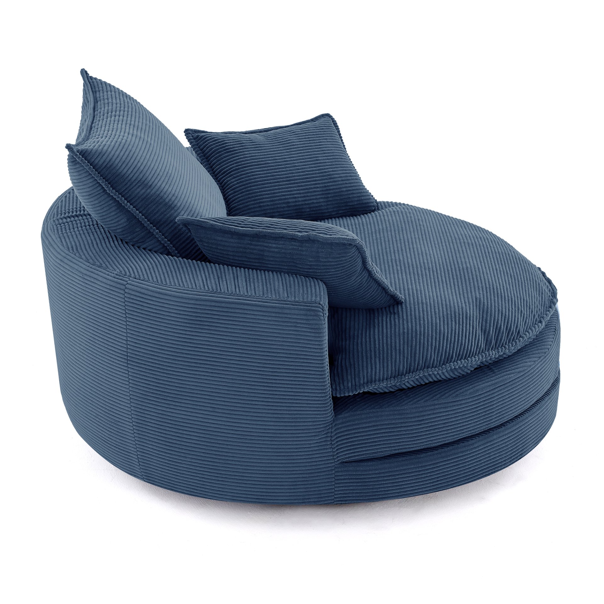 Modern 360° Swivel Sofa Chair With Dual Layer Cushion And Removable Pillows - Blue - Image 13