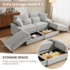 Double Chaise Lounge Set With Reversible Ottoman Soft Corduroy Fabric, Storage Ottomans, USB Port - Gray - Image 4