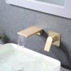 Modern Wall Mount Waterfall Bathtub Faucet With Easy Single Handle Control Stainless Steel - Brushed Gold - Image 2