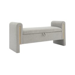 Modern Teddy Bed End Bench With Arms And Storage, Upholstered Large Foot Rest Stool, Comfy Window Vanity Bench For Living Room, Dorm, Coffee Table, Teddy - Gray