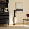 Tall Designer Floor Vase Artificial With 2 Tone Decorative Accent For Living Room - White / Black - Image 12