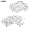 Sectional Pull-Out Sofa Bed L-Shaped Corner Sofa Couch With Storage Chaise, USB Ports, Power Sockets, Cup Holder For Living Room, Bedroom, Study - Black - Image 2