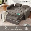 Upholstered Sleeper Bed Sofa With Dual USB Charging, Adjustable Backrest - Brown Gray - Image 4