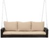 3 Person Porch Swing With Chains, Large Patio Swing Bench With Cushions For Backyard, Garden, And Poolside - Brown - Image 10