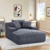 Cloudline - Oversized Chaise Lounge Chair In Soft Corduroy, Modern Comfy Couch With Full Foam Cushioning, Cozy Sleeper Sofabed For Living Room - Gray - Image 7