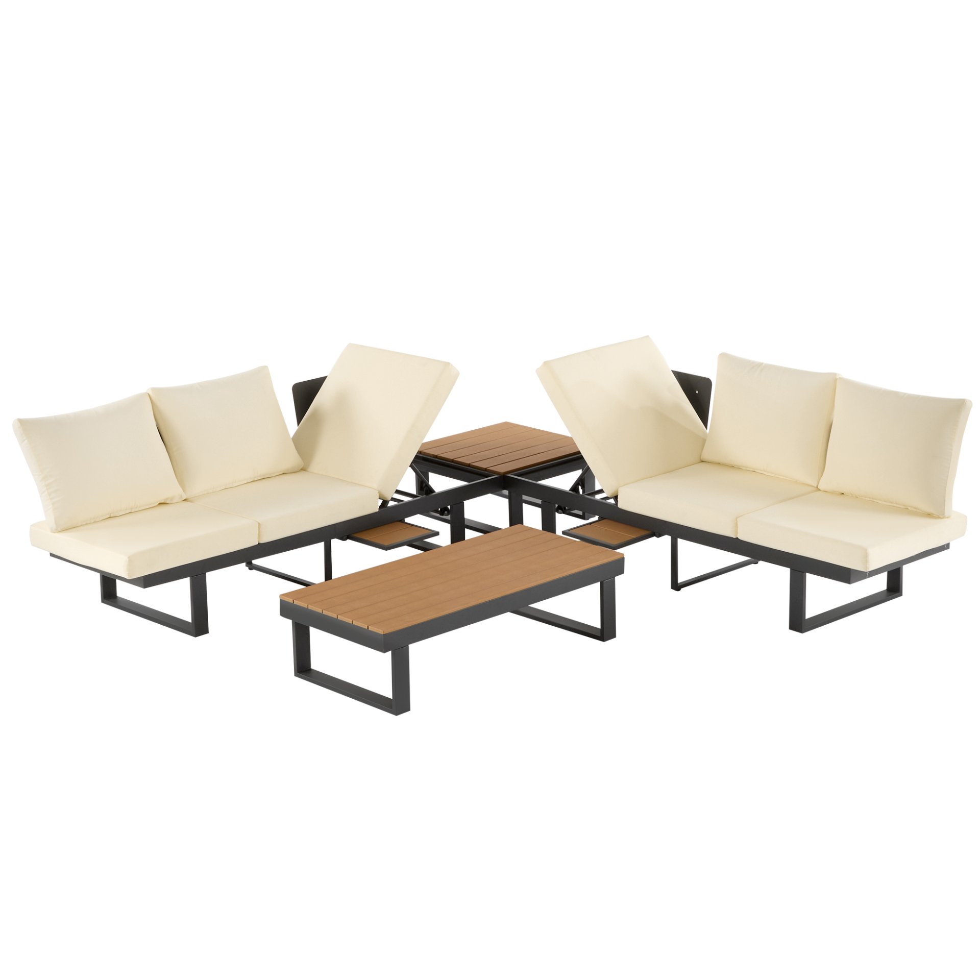 Outdoor Sectional Sofa Set With Adjustable Reclining Seats For Backyard - Beige - Image 24