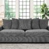 Luxe Corduroy Sofa With 5 Matching Toss Pillows, Sleek Design, Spacious And Comfortable 3 Seater Couch - Gray - Image 6