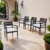 Outdoor Patio Dining Chairs With Outdoor Grade Sunbrella Fabric Cushions, Tapered Feet (Set of 4) - Ember Black - Image 4