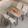 Modern Minimalist Dining Table And Chairs With Metal Legs For 4 - 6 Seats - Wood - Image 5