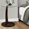 C-Shaped Accent Table Tempered Glass For Living Room - Espresso - Image 3