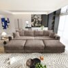 4 Seat Sofa, Deep Seat Couches With Soft Pillows And 3 Ottomans, Convertible Sofa Lounge Chair, For Living Room - Camel - Image 12