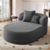 Chaise Lounge Sofa Boneless Couch With Pillows, Sofa Bed - Gray - Image 4