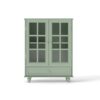 Buffet Cabinet With Double Glass Doors And Drawer, Storage Sideboard Cupboard - Green - Image 16